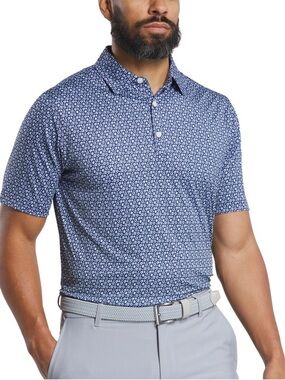 FOOTJOY Men's Blue Floral Printed TIGERS GOLF Polo Collared Shirt Small EUC